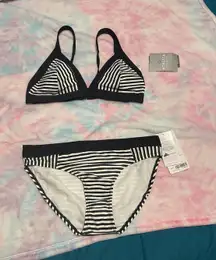Athleta montauk stripe swimsuit set M