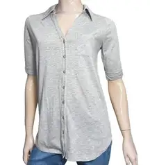 Velvet Women’s Size M Heather Gray Cotton Blend Button Down Roll Sleeve Shirt