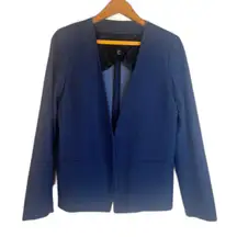 Adrienne Vittadini Navy Blue Open Front Casual Blazer Neutral Basic Size Medium