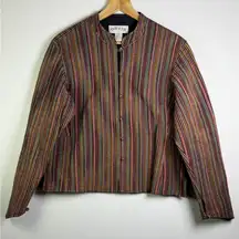 Orvis Women’s Striped Quilted Cotton Jacket Boho Folk Artsy Layer Piece Sz XL