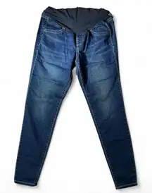 Maternity Dark Wash Skinny Jeans Full Panel‎ Comfortable Stylish Everyday