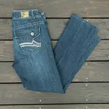 Y2K Denim Low-Rise Bootcut Jeans w/ Back Pocket Embroidery Details