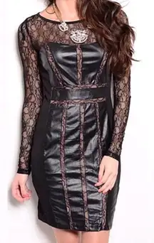 -Faux Leather Dress-NWOT-Med.