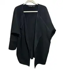 Athleta  Sz M Cozy Karma Wrap Jacket Cardigan Oversized Fleece Black 383713