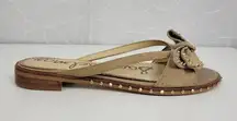 Sam Edelman Womens Sandals Size 6 Tan Dariel Bow Suede Studded Slip On Flats