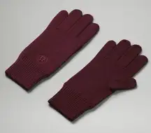 Lululemon Warm Revelation Merino Wool Tech Gloves Cassis Nwt