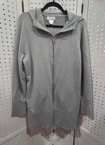 Talbots Grey Full Zip Hoodie Long Sleeve Casual Comfort XL Cotton Modal Blend