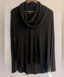 ADAM LIPPES Women’s Black Bamboo Cashmere Blend High Low Cowl Neck Sweater