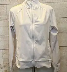 ATHLETIC WORKS Women's White Side Stripe Full Zip Activewear Jacket Size M