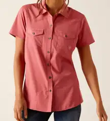 AriatTEK Short Sleeve Button Shirt Coral VentTEK Performance Western XL