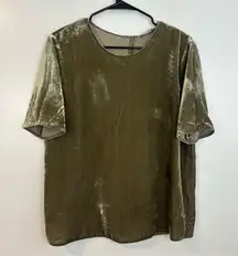 Vince Velvet Tee in Ragweed (Green/Grey) Silk Blend Short Sleeve Size Medium