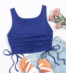 Scoop Neck Side Drawstring Top