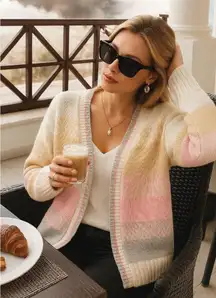 CCC Brown Tan Classy City Chicks Size Large Open Knit Cardigan Cozy Streetwear