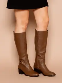 Brown Leather Knee-High Boots Size 8