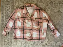 Boohoo Pink and white checkered shacket 