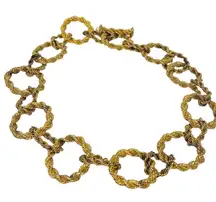Vintage Gold Tone Chunky Circle Rope Chain Link Belt 36”