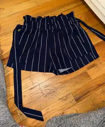 Navy Striped Women Shorts