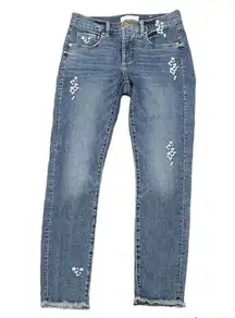 ANN TAYLOR LOFT EMBROIDERED MODERN SKINNY ANKLE JEANS, 2 (26)