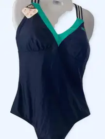 Navy blue and green one-piece swimsuit with straps L  #swimwear Zeroxposure