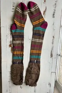 NWOT Bearpaw scrunch brown striped knee high socks