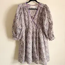 Daughters of India Binita Mini Dress Violet Floral Boho Cotton XS NWT