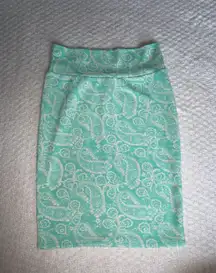 Cassie Mint and White Paisley Pencil Skirt Size Small Like New