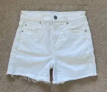 American eagle high rise shortie white jean shorts in size 0