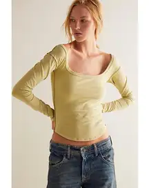 We The Free x Free People Can't Let Go Shirt Size Large Snakeskin Moss NWT Top