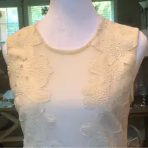 Ivory Floral Appliqué See Through Sleeveless Bodysuit Size XL