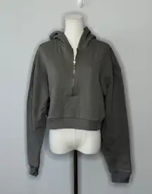WeWoreWhat Stone Gray Half Zip Hoodie Large Oversized Cropped Pullover