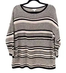 J Jill‎ Linen Sweater Black Cream XL