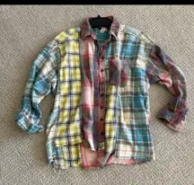 Urban Outfitters BDG Patchwork Flannel Shirt Sliced Boho Multicolor