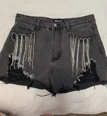 Blue B rhinestone shorts 