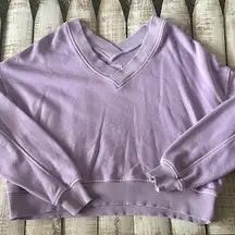 Aerie V Neck Sweatshirt Purple Size S