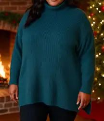 City Chic Simply Mod Knit High Low Sweater in Alpine Green