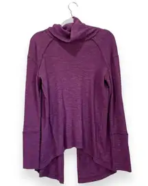 FREE PEOPLE Juicy Split Back Turtleneck Thermal Sweater Plum Medium Autumn Fall