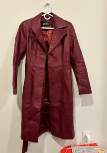 Badgley Mischka lamb leather trench coat 