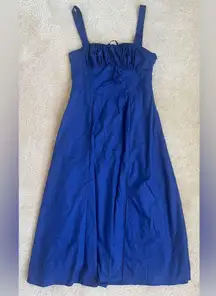 Tie Front Corset Top Sleeveless Midi Maxi Milkmaid Dress in Blue Women’s Medium