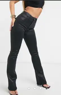 ASOS 302.  DESIGN Hourglass 'lift and contour' flare jeans in coated black SZ 25