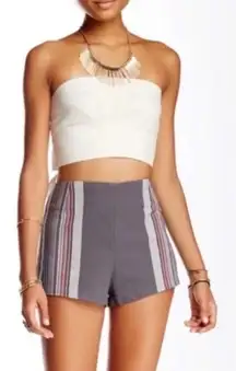 Free People Womens Shorts Size 2 Gray Striped Newman High‎ Rise Cotton Blend