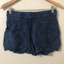 Athleta Cabo Linen Textured 4" Shorts in Blue - Size 2