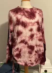 PINK Victoria's Secret Maroon Tie-Dye Long Sleeve Top