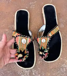 Y2K summer boho woven flip flops sz 8