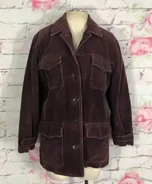lands end burgundy button down corduroy jacket