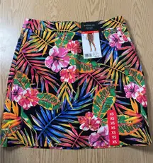 New Women’s Rafaella Comfort Waistband Front Pockets Stretch Skort Tropical Xs
