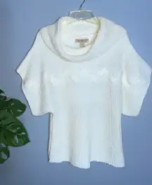 Vintage America Oversized White Caitlin Neck Short Sleeve Sweater M