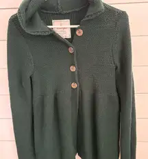 Energie Women's M Green Knit Hooded‎ Button-Up Cardigan Sweater