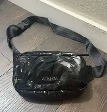 Athleta Women’s Black Shine Puff Belt Bag Fanny Pack