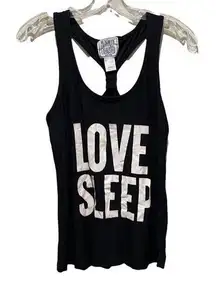 Mentally Exhausted Love Sleep Pajama Tank Top Black Size Small