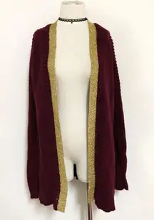 Oversized Braided Contrast Knit Sweater Cardigan